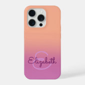 Paarse Oranje Ombre gepersonaliseerd Initiaal mono iPhone Hoesje (Achterkant)