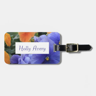 Paarse & Oranje Pansies met Groene BloemenFoto Bagagelabel