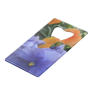 Paarse & Oranje Pansies met Groene BloemenFoto Kredietkaart Flessenopener