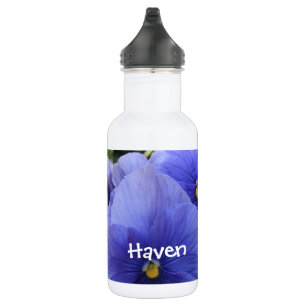 Paarse & Oranje Pansies met Groene BloemenFoto Waterfles