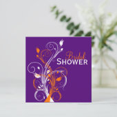 Paarse Oranje Witte Bloemen Vrijgezellenfeest Invi Kaart (Staand voorkant)