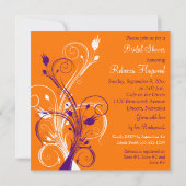 Paarse Oranje Witte Bloemen Vrijgezellenfeest Invi Kaart (Achterkant)