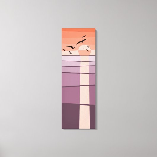 Paarse & Oranje zeevogels bij zonsondergang Vector Canvas Afdruk (Voorkant)