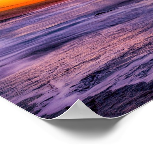 Paarse Oranje Zonsondergang Horizon Over Oceaan Poster (Hoek)