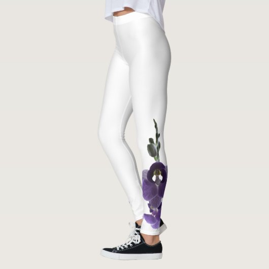 Paarse orchidebloem. leggings (Links)