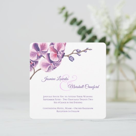 Paarse orchidee 2 kaart (Staand voorkant)