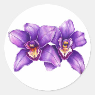Paarse Orchidee Art Sticker