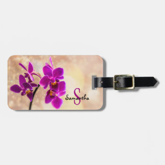 Paarse orchidee Bagagelabel