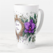 Paarse Orchidee Bloem Kader Latte Mok (Rechterhoek)