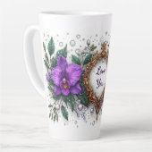 Paarse Orchidee Bloem Kader Latte Mok (Linkerhoek)