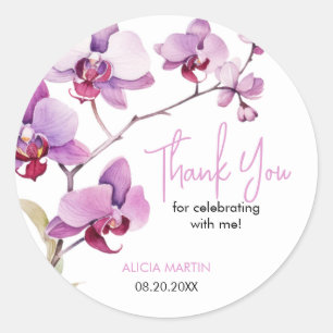 Paarse Orchidee Bloesem 30e Verjaardag Ronde Sticker