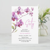 Paarse Orchidee Bloesem 60e Verjaardag Kaart (Staand voorkant)