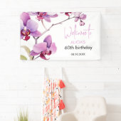 Paarse Orchidee Bloesem 60e Verjaardag Spandoek (Insitu)