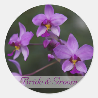 Paarse orchidee bruiloft stickers