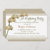 Paarse Orchidee en Stripes Verjaardag Kaart (Voorkant / Achterkant)