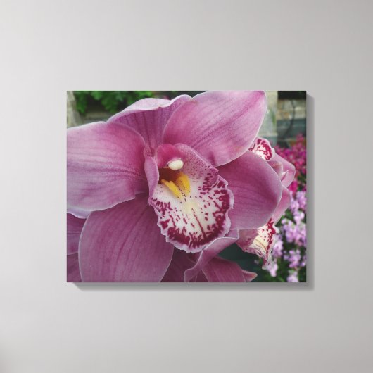 Paarse orchidee en tuinkleurige Floral Canvas Afdruk (Voorkant)