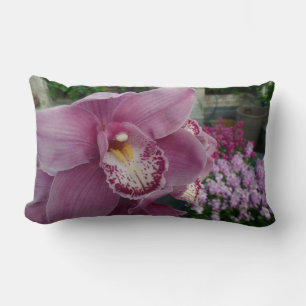Paarse orchidee en tuinkleurige Floral Kussen