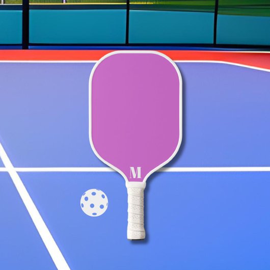 Paarse Orchidee Funk en White Modern Monogram Pickleball Paddle