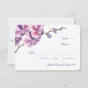 Paarse Orchidee Huwelijk RSVP Kaartje