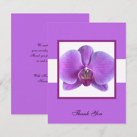 Paarse orchidee huwelijkscadeau bedankuitnodiging bedankkaart (Voorkant / Achterkant)