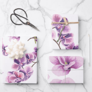 Paarse Orchidee Inpakpapier Set Vel