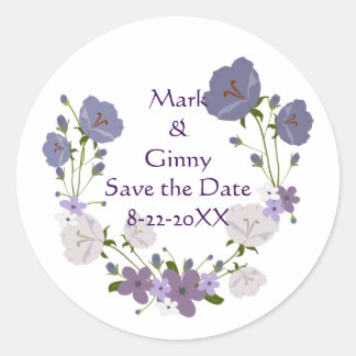Paarse Orchidee Lavendel Flower Wreath Save the Da Ronde Sticker
