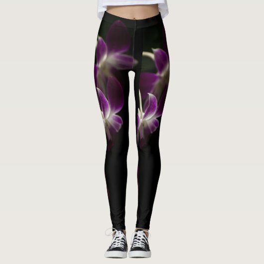 Paarse orchidee leggings (Voorkant)