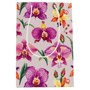 Paarse Orchidee Patroon Medium Cadeauzakje