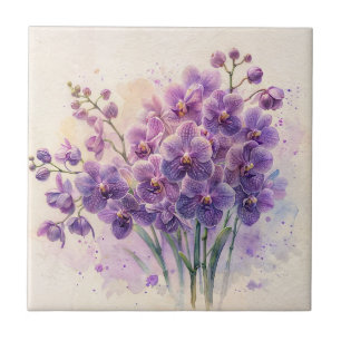 Paarse Orchidee Phalaenopsis Waterverf Art Tegeltje