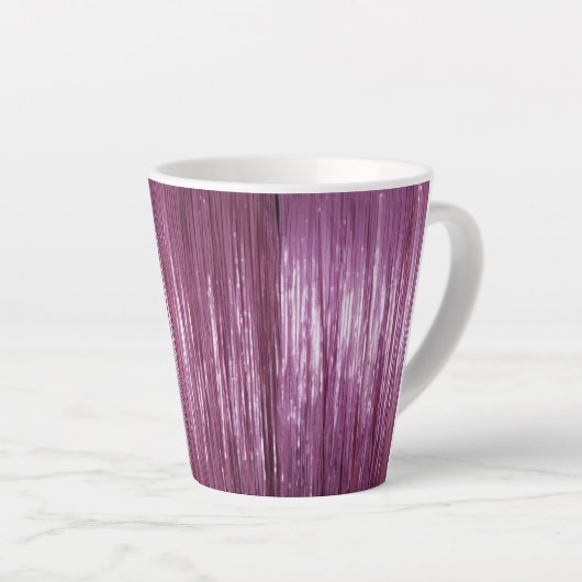 Paarse Orchidee Roze Tinsel Stripes Latte Mok (Rechterhoek)