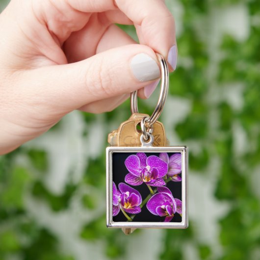 Paarse orchidee sleutelhanger (Hand)