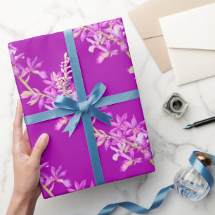 Paarse orchidee waterverf bruiloft cadeaupapier