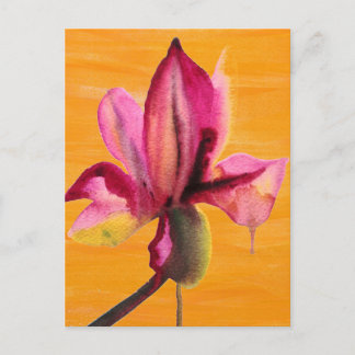 Paarse orchidee waterverf oranje pop briefkaart