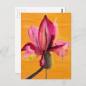 Paarse orchidee waterverf oranje pop briefkaart (Voorkant / Achterkant)