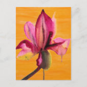 Paarse orchidee waterverf oranje pop briefkaart (Voorkant)