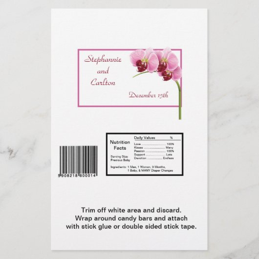 Paarse orchidee Weddenschap Grote Snoep Wrapper (Voorkant)