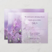 Paarse Orchidee Wedding RSVP Reageer Kaart (Voorkant / Achterkant)