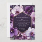 Paarse Orchidee Weelderige Romantische Bruiloft Kaart (Voorkant)
