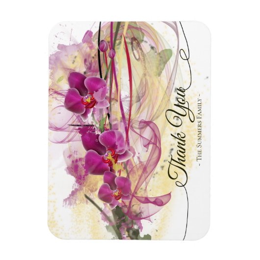 Paarse Orchideeën Abstracte Kunstkalligrafie Magneet (Verticaal)