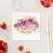 Paarse Orchideeën Abstracte Kunstkalligrafie Servetten (Insitu)