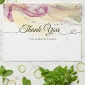 Paarse Orchideeën Abstracte Kunstkalligrafie Theedoek (Gevouwen)