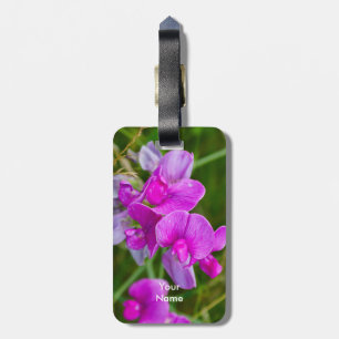 Paarse orchideeën bagagelabel