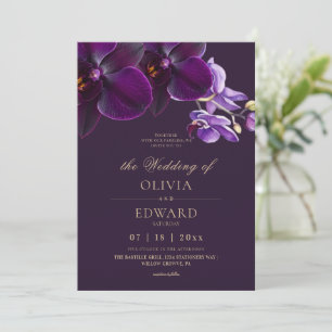 Paarse Orchideeën Bloemen Bruiloft  Kaart