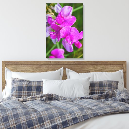 Paarse orchideeën canvas afdruk (Insitu (Slaapkamer))