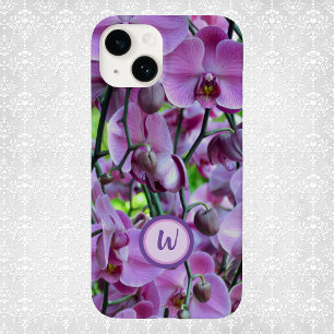 Paarse orchideeën en wijnstokken met naam iPhone 13 mini hoesje