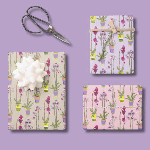 Paarse Orchideeën Handgeïllustreerde Inpakpapier S Vel