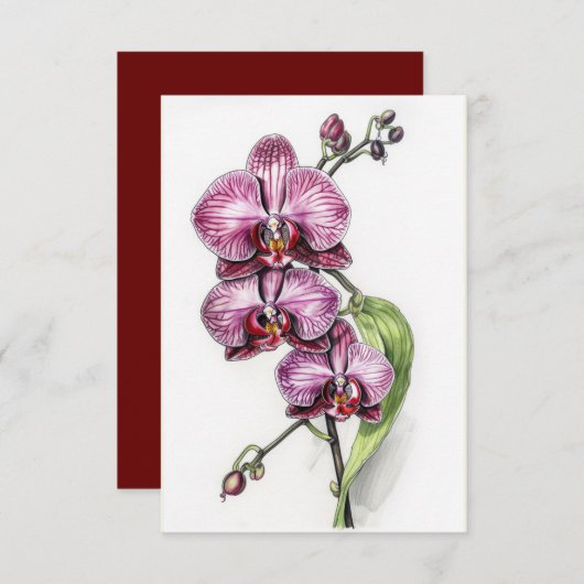 Paarse orchideeën Minimalistisch blanco Bedankkaart (Voorkant / Achterkant)