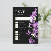 Paarse orchideeën, moderne legante RSVP-kaart RSVP Kaartje (Staand voorkant)
