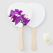 Paarse orchideeën op aanpasbare ventilator handwaaier (Voorkant en achterkant)