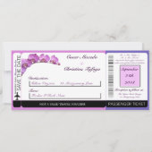 Paarse orchideeën over het uitnodigen van een brui kaart (Voorkant)